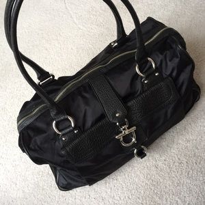 DKNY Leather Suede and Nylon Shoulder Bag